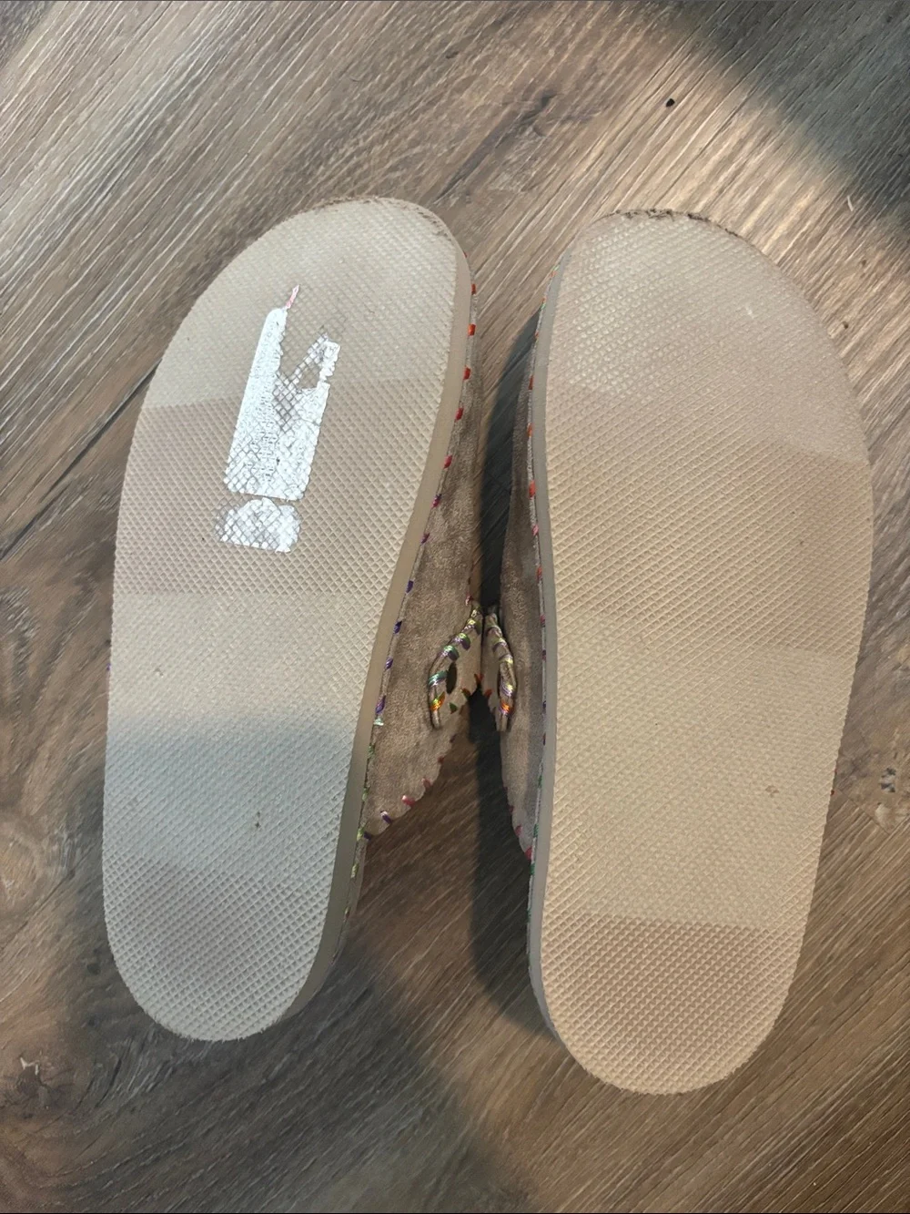 Steve Madden Kids Taupe Suede Slip-On Clogs with Multicolor Stitching